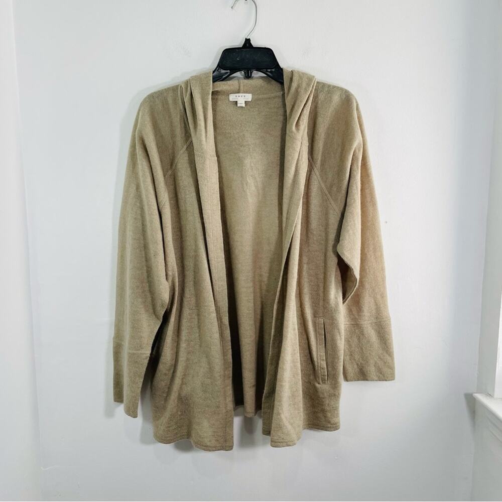 Joie Soft Tan Open Front Lightweight Hooded Sweater Cardigan Medium